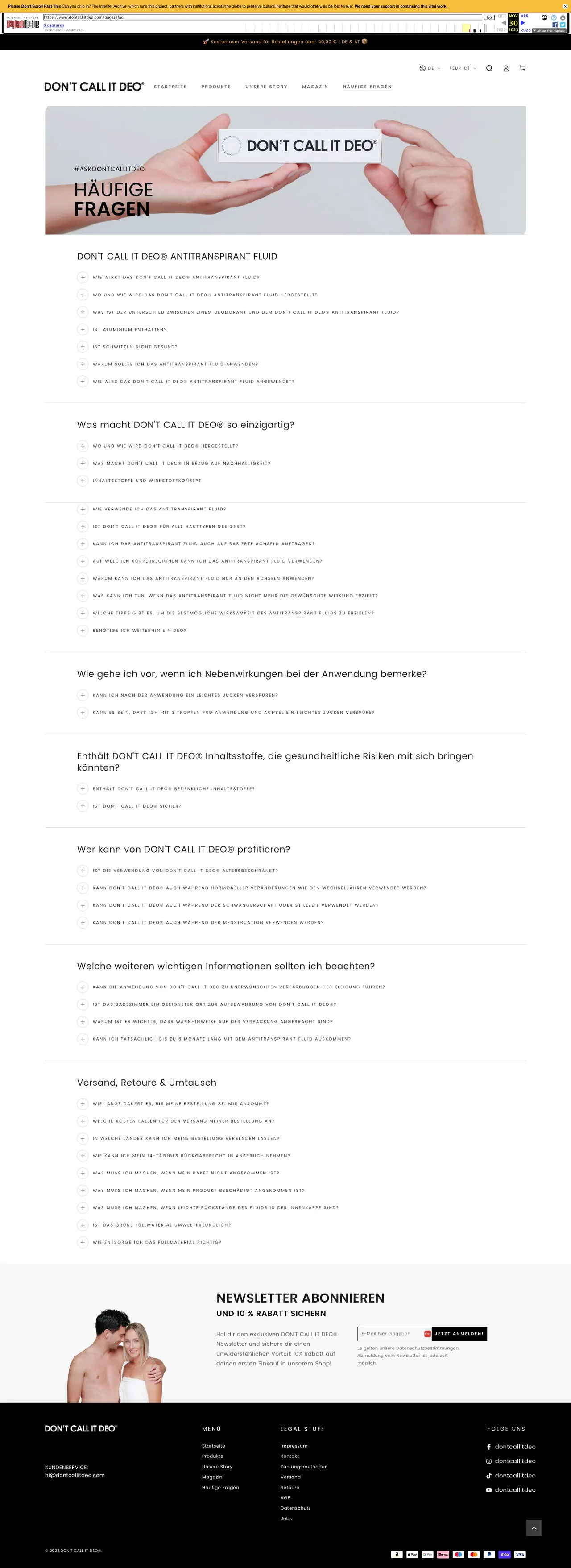 DON’T CALL IT DEO® · Customer questions, Before