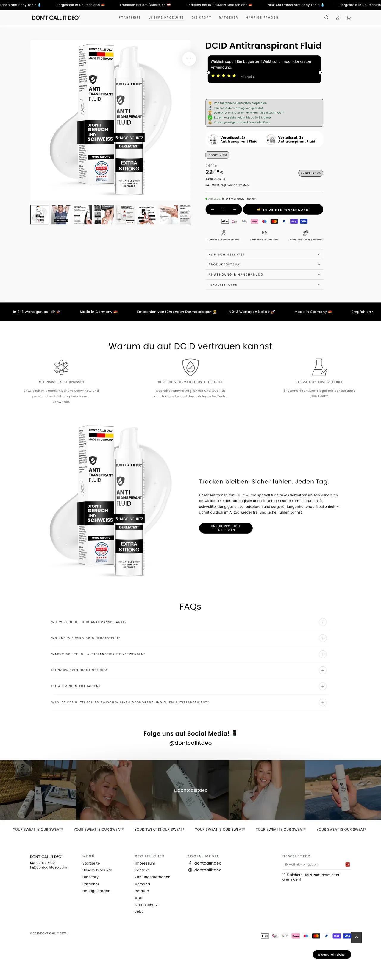 DON’T CALL IT DEO® · Product page, After