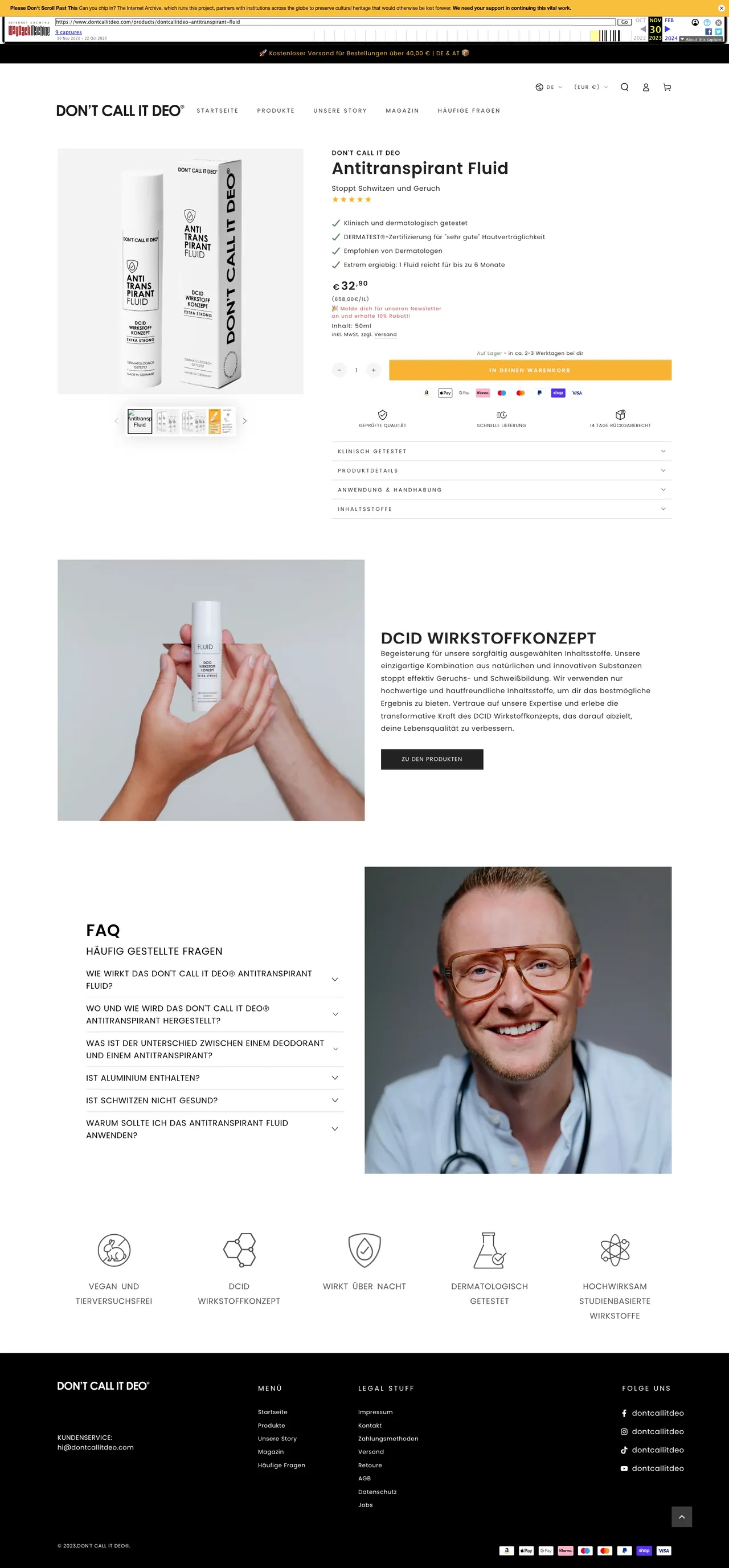 DON’T CALL IT DEO® · Product page, Before