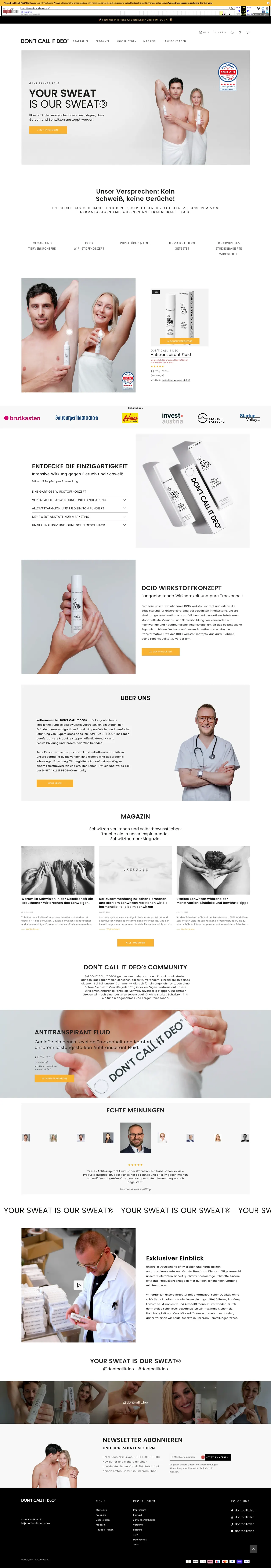 DON’T CALL IT DEO® · Homepage, Before